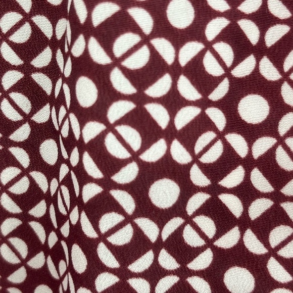 J Crew 6 Burgundy Cream Geometric Pattern Pull On Pants - Picture 3 of 10